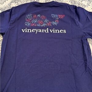 Vineyard Vines Blue Tee with Fireworks Whale